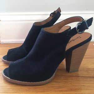 Limelight black suede sling back booties